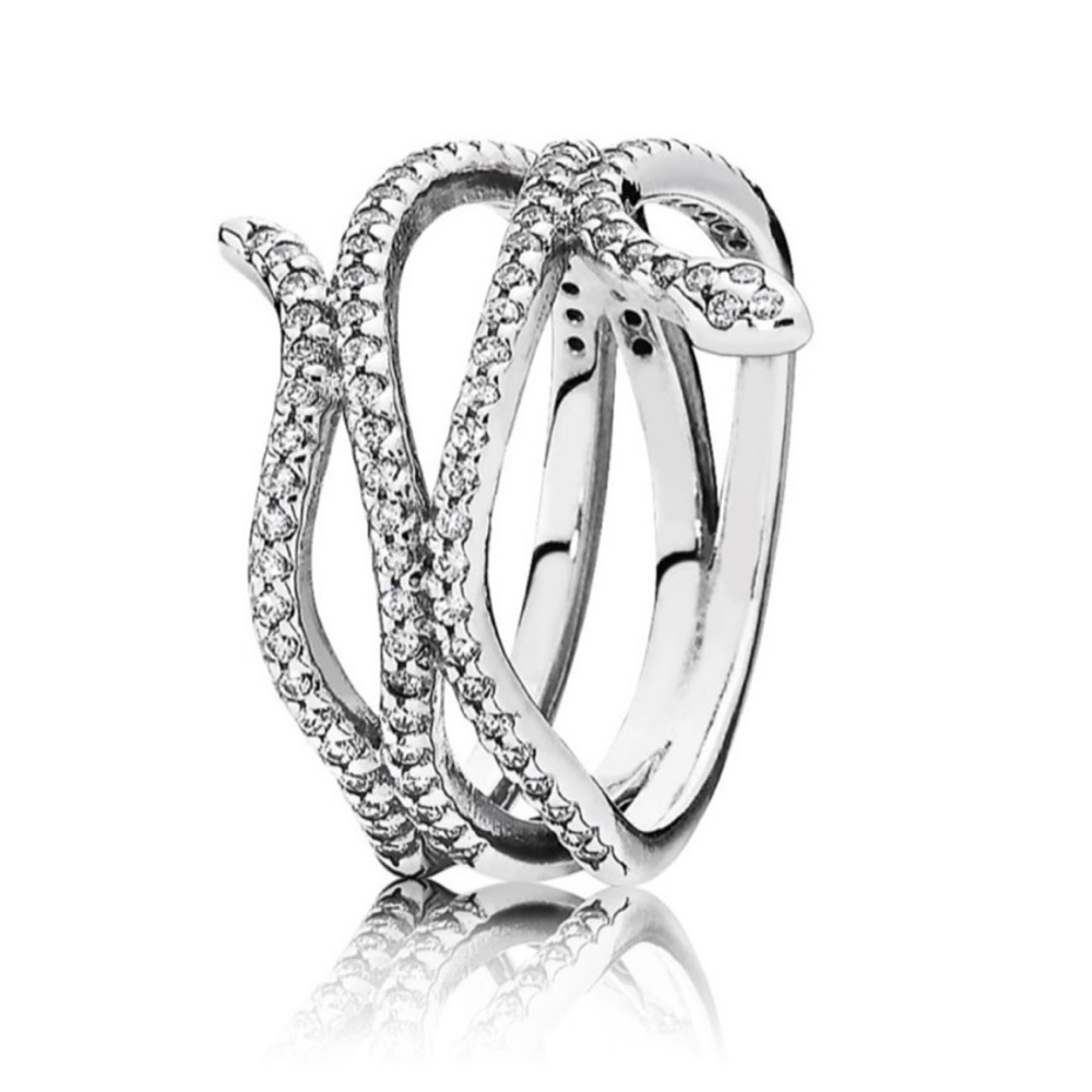 Pandora sterling silver 925 swirling snake ring size 5